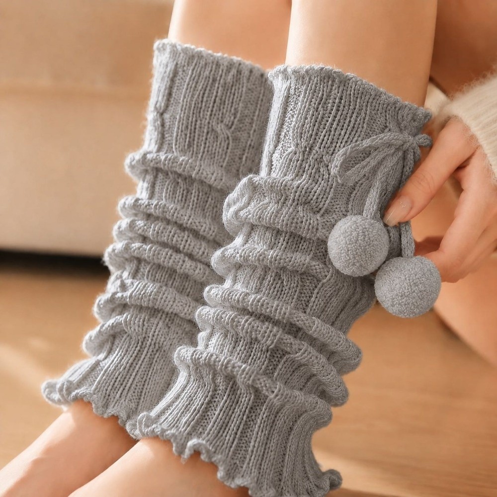 Boot Sock Slouchy - Örgü Bacak Isıtıcıları, Kablo Örgü Desenli,