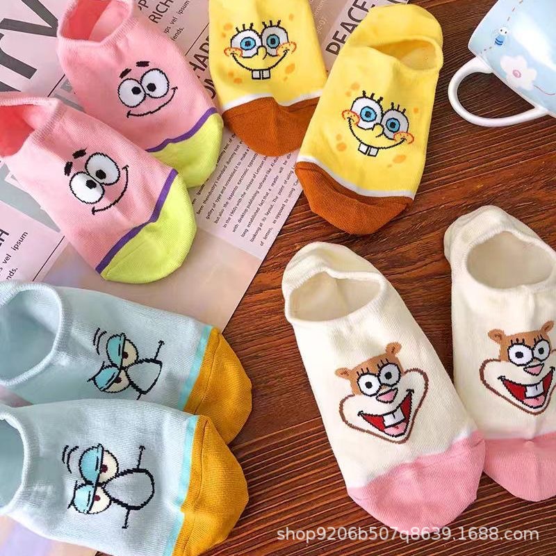 Invisibility Sock Loafer - 4 adet sıcak sevimli SpongeBob SquarePants
